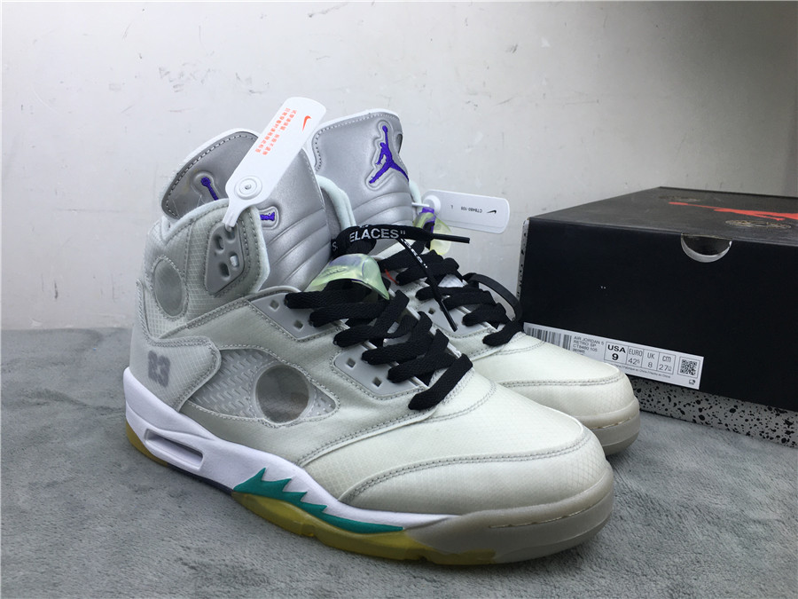 2020 OFF-WHITE Jordan 5 Silver Green